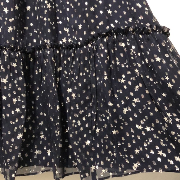 Kate Spade Skirt Women 12 Sparkling Stars Dots Raffled Hem Night Sky Blue New - Picture 2 of 9